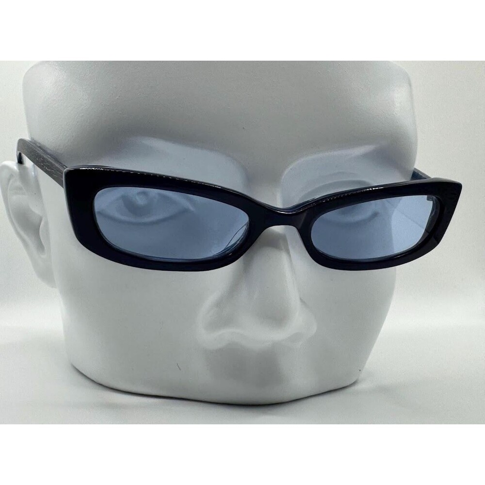 Vintage Y2K Eyeglasses | NOS | Micro Cat Eye Style | Monochrome Blue Mini Specs